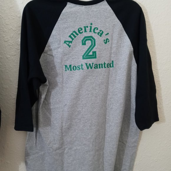 3/4 Sleeve Baseball Shirt W/ Silhouette of 2Pac  America's Most Wanted on Back - Picture 2 of 2